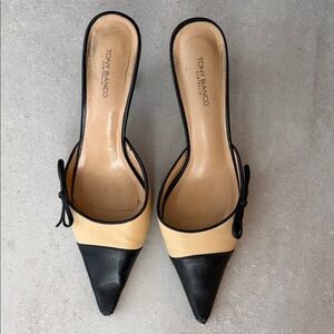 Tony Bianco Black and Cream Heels
